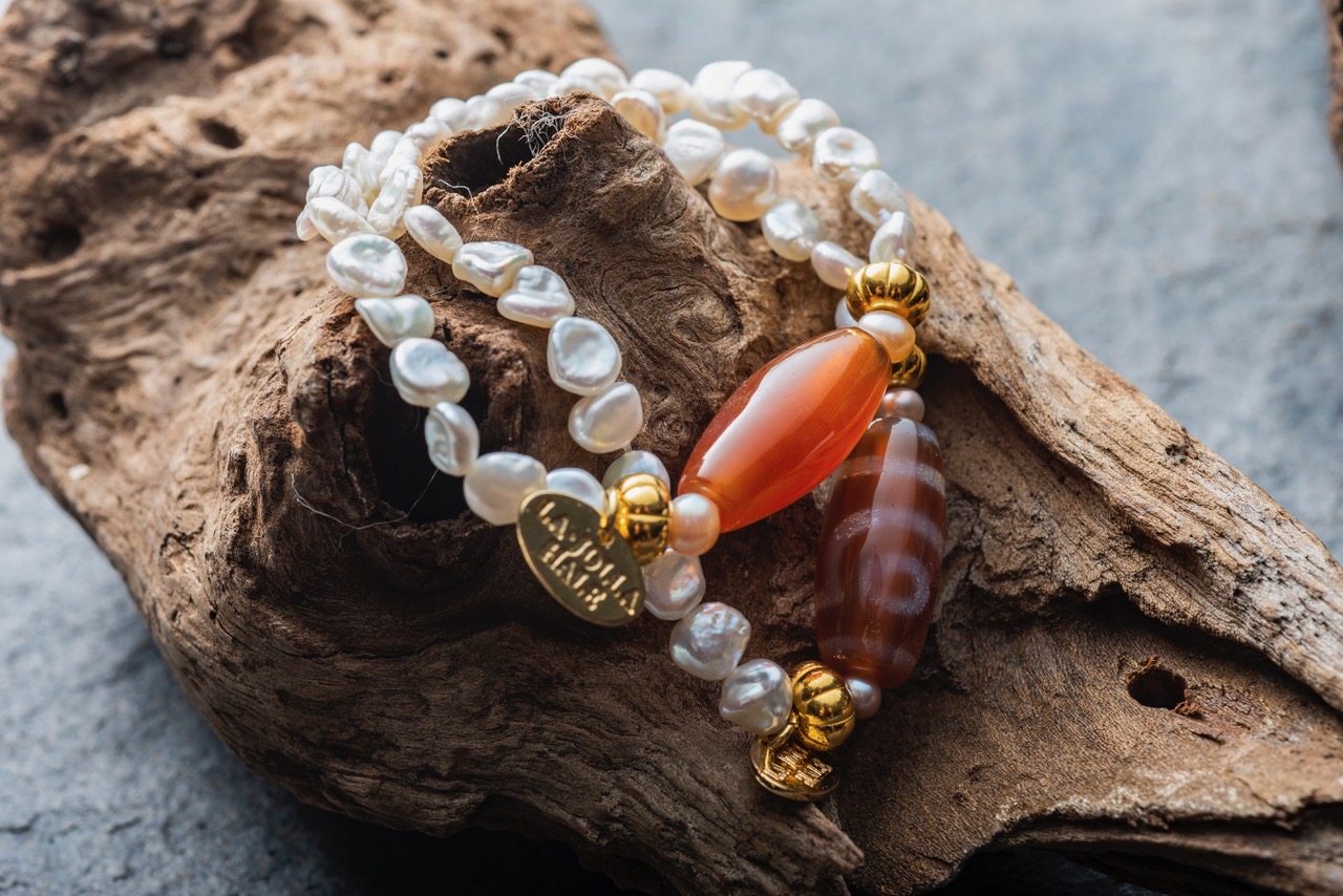 handmade/天然石とジャラパール 天然石アクセサリー「LA・JOLLA HALE 」